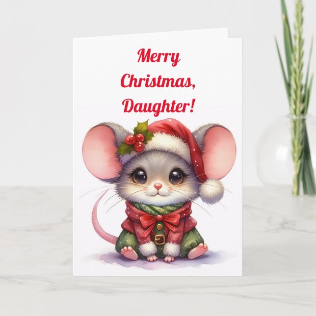 LIL MOUSE DAUGHTER CHRISTMAS-KORT TACK KORT (Framsida)