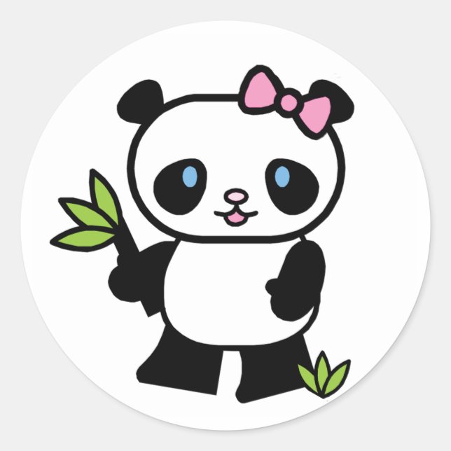 Lil Panda Girl Runt Klistermärke (Framsida)