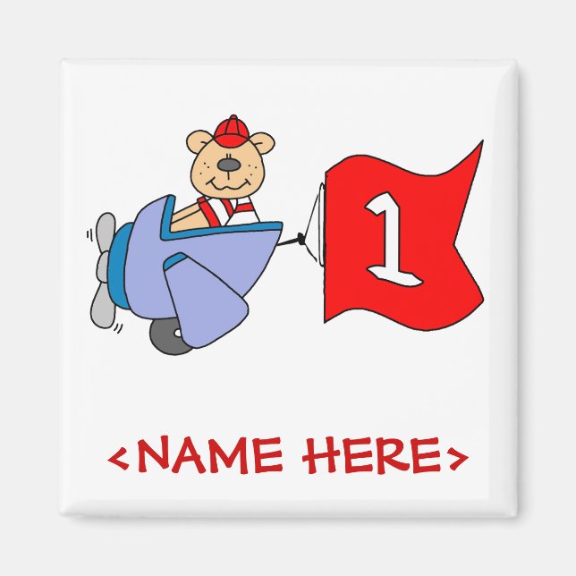 Lil Pilot Bear 1:a födelsedag Magnet (Framsidan)