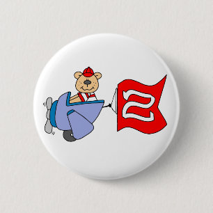 Lil Pilot Bear 2:a födelsedagen Knapp