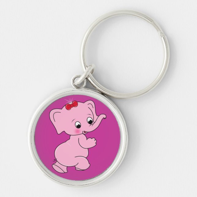 Lil Plumpy elefant Rund Silverfärgad Nyckelring (Framsidan)