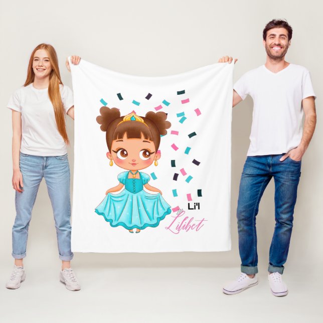 Li'L Princess LILIBET Turquise Söt Girly Gift Fleecefilt (På plats)