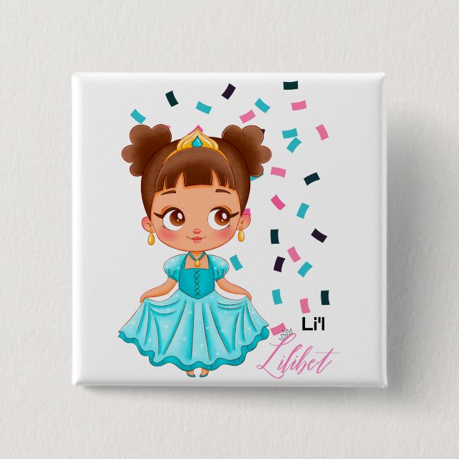 Li'L Princess LILIBET Turquise Söt Girly Gift Knapp (Framsida)