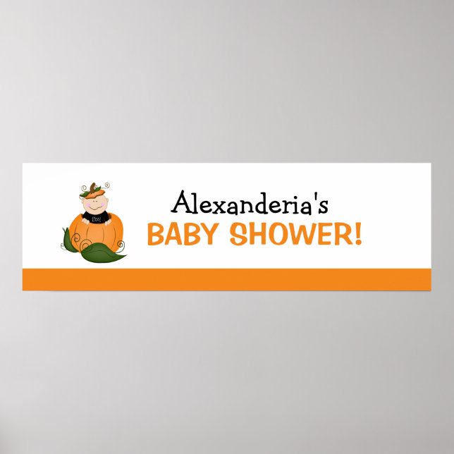 Lil Pumpkin Baby Shower Banner Poster Skriv ut (Framsidan)
