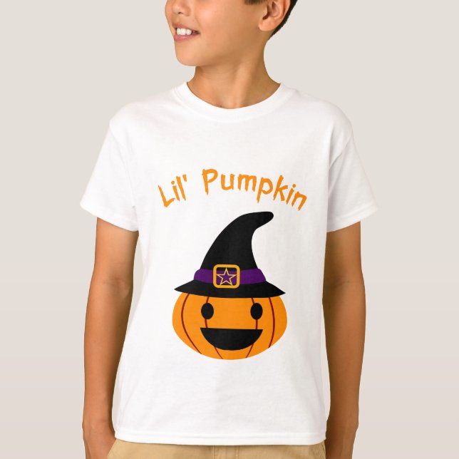 Lil Pumpkin Halloween Kids Design T Shirt (Framsida)
