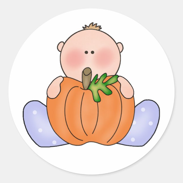 Lil Pumpkin Pojke Runt Klistermärke (Framsida)