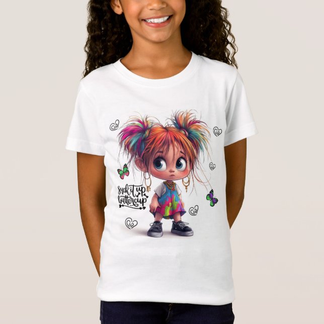 Lil Quirky Girl Butterkoppar Kids T-Shirt (Framsida)