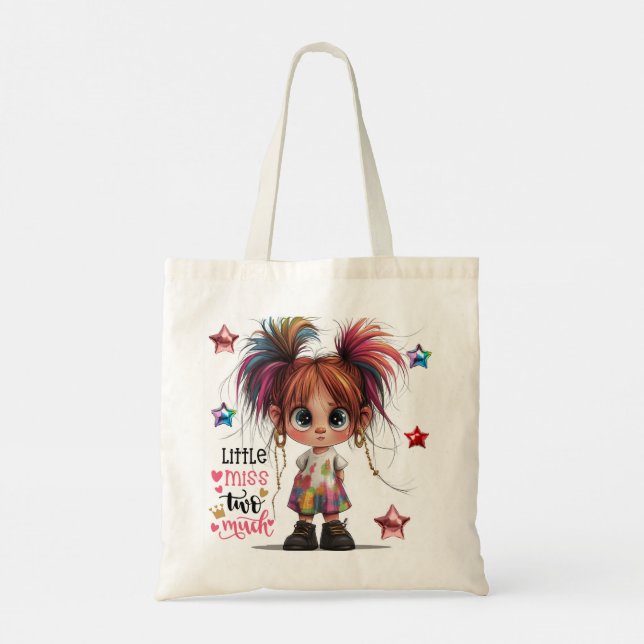 Lil Quirky Girl för mycket Tote Bag Tygkasse (Baksida)