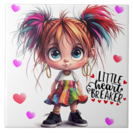 Lil Quirky Girl Heartbryer Ceramic Tile Kakelplatta