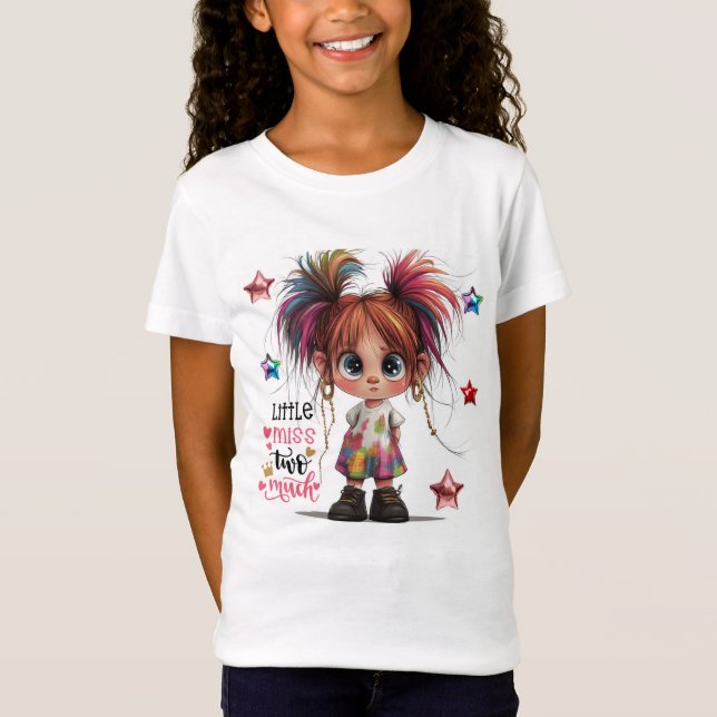 Lil Quirky Girl Two Much Kids T-Shirt (Framsida)