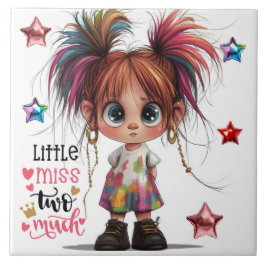 Lil Quirky Girl Two Mycket Ceramic Tile Kakelplatta