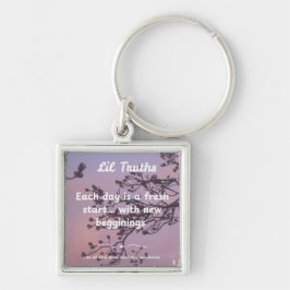 Lil-sanering - nya start fyrkantig silverfärgad nyckelring