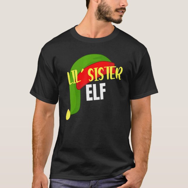 Lil Sister Elf Matching Family Group - Jurspar T Shirt (Framsida)
