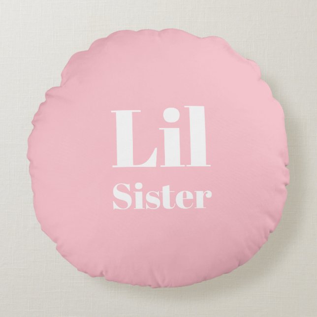 Lil Sister Rosa white girl's Rund Kudde (Framsidan)