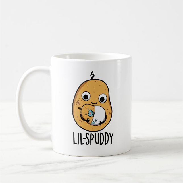 Lil Spuddy Funny Potato Pun Kaffemugg (Vänster)