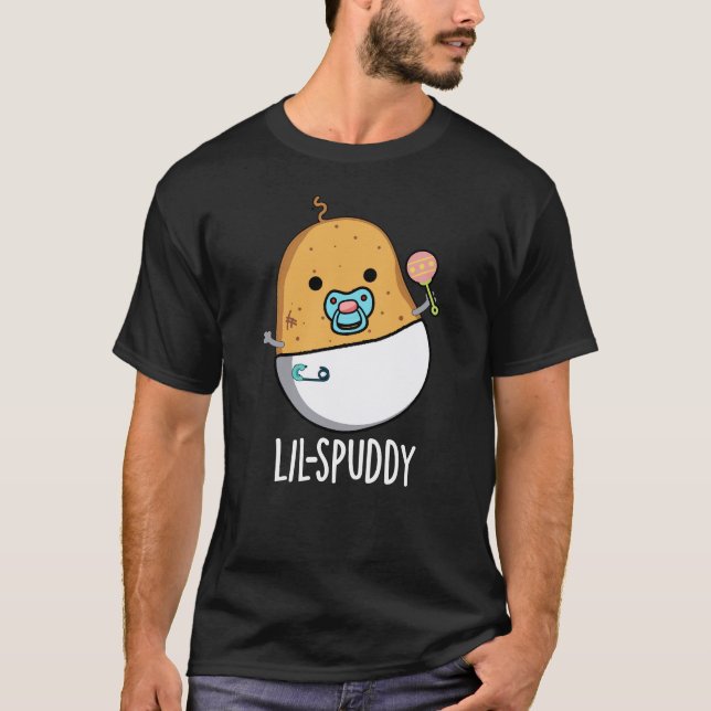 Lil-spuddy Rolig Potatis Puns Mörk Bakgrund T Shirt (Framsida)