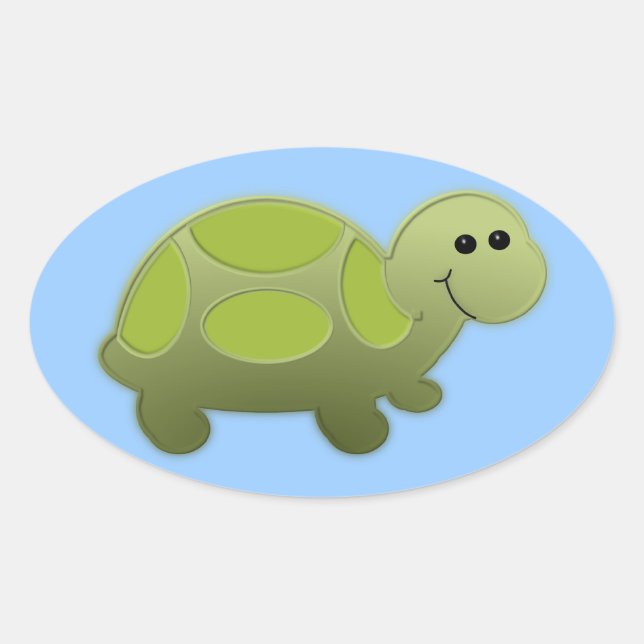 Lil Turtle Ovalt Klistermärke (Framsida)