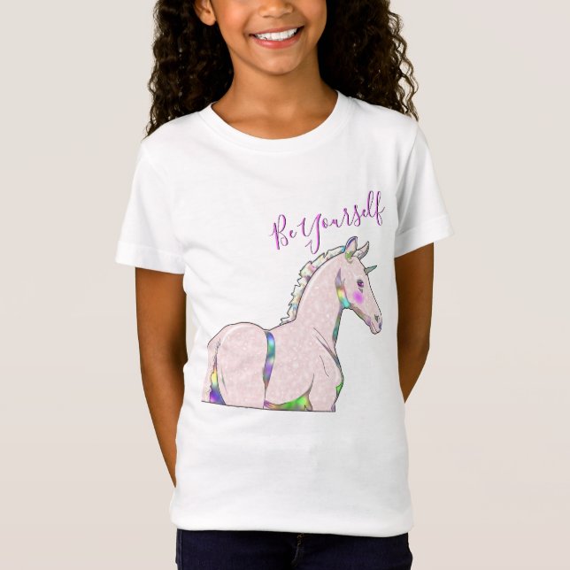 Lil Unicorn Rosa Felt (var dig själv) T Shirt (Framsida)