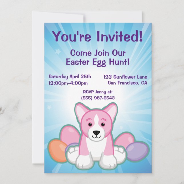 Lil Vår Corgi Mönster Inbjudningar (Framsida)