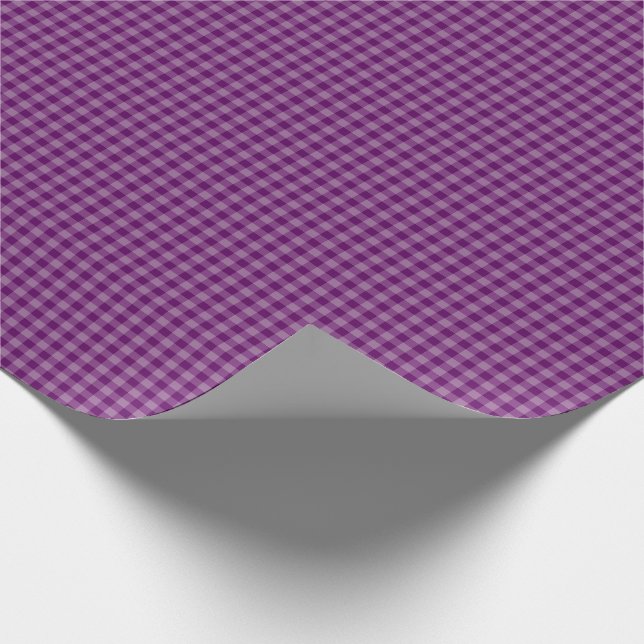 Lila 01 Gingham-Gift Wrapping Papper Presentpapper (Hörn)