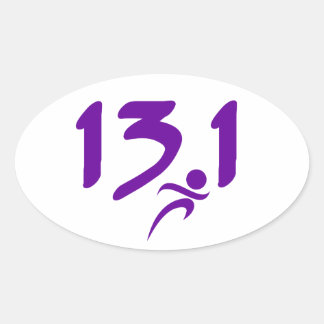 Lila 13.1 halmmaraton ovalt klistermärke