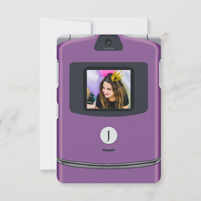Lila 2000-Flip Telefon Födelsedag Inbjudningar (Framsida)