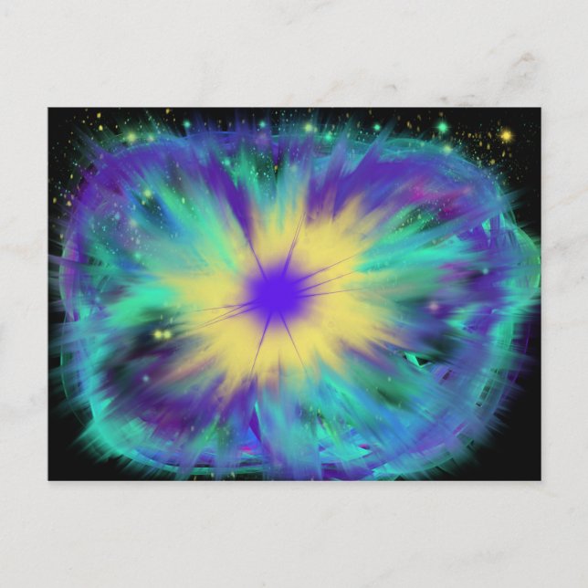 Lila 2017 ESSL av konsthandeln Aqua Gult Blue Vykort (Framsida)