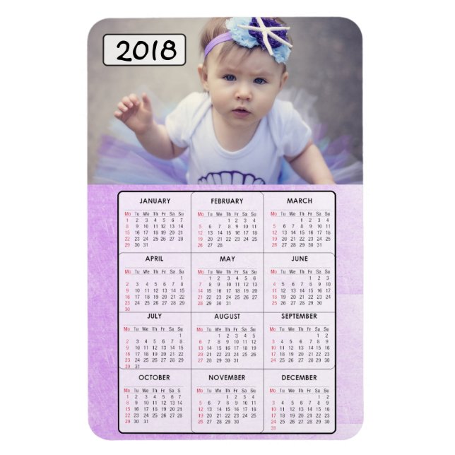 Lila 2018 Family Photo Calendar Magnet (Vertikal)