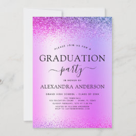 Lila 2022 Studentfesten Glitter Inbjudningar