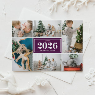 Lila 2025 Gott nytt år Photo Collage Helg Vykort