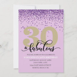 Lila 30 och Fabulous Födelsedagsfest inbjudan