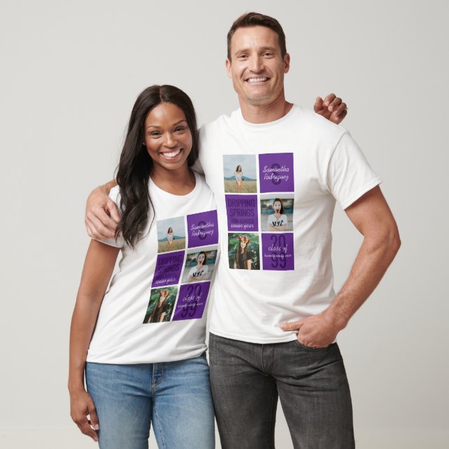 Lila 3-Photo Kul Doser Klassår T Shirt (Unisex)