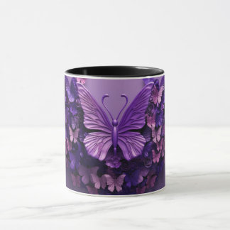 Lila 3D Butterfly Coffee Mugg