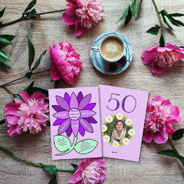 Lila 50-års födelsedag Enkel lila solros Inbjudningar