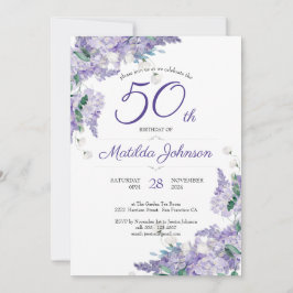 Lila 50:e Blommigten på födelsedagen Wisteria Wate Inbjudningar