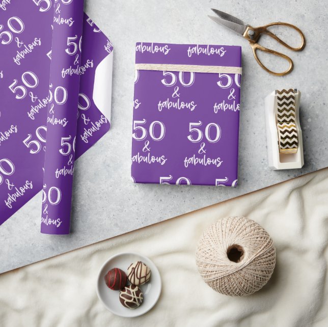 Lila 50 och Fabulous 50:e födelsedagen Presentpapper (Hantverk)