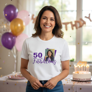 Lila 50 och Fabulous 50:e födelsedagsfoto T Shirt
