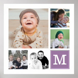 Lila 5 Photo Collage Instagram Gallery Monogram Poster