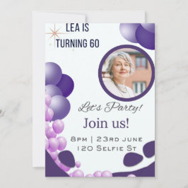 Lila 60-årsdag inbjudningar