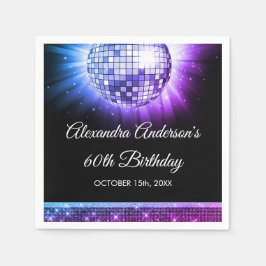 Lila 60:e Födelsedagsfesten 70:s Disco Boll Pappersservett
