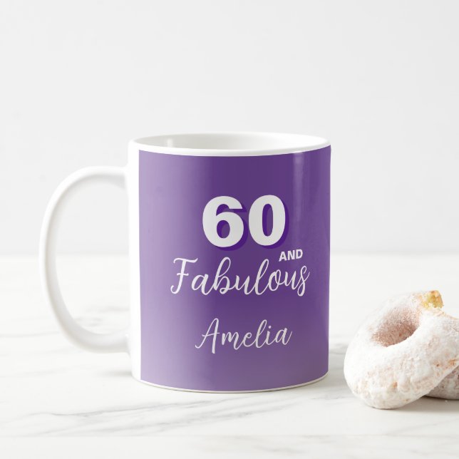 Lila 60 och fantastisk 60-års födelsedagsfoto kaff kaffemugg (Med munk)