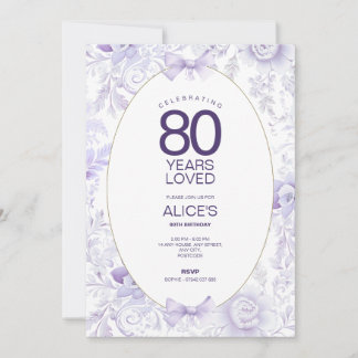 Lila 70:e födelsedagsinbjudan, Vintagens Blommigt Inbjudningar