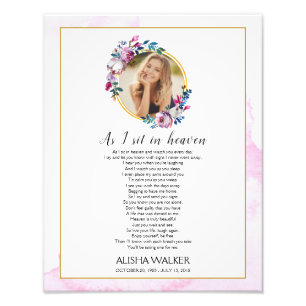 Lila A Jag sitter i himlens minnesskylt Fototryck