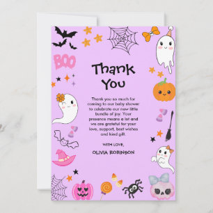 Lila A Little Boo Cute Halloween Baby Shower Tack Kort