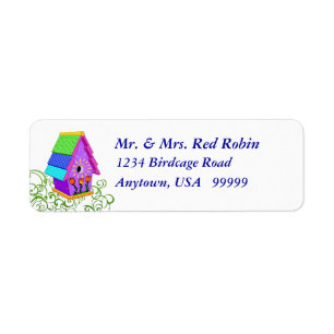 Lila A-Ram Birdhouse-Returetiketter Returadress Etikett