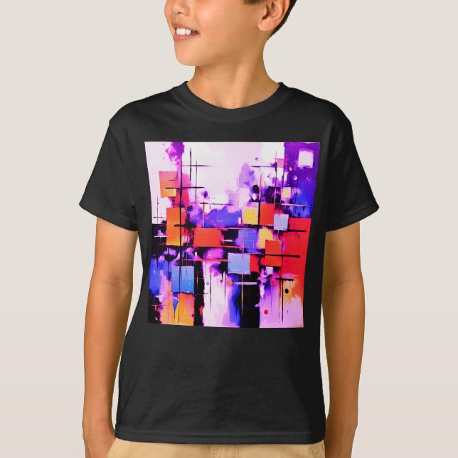 Lila Abstrakt Artikel 108 T Shirt (Framsida)