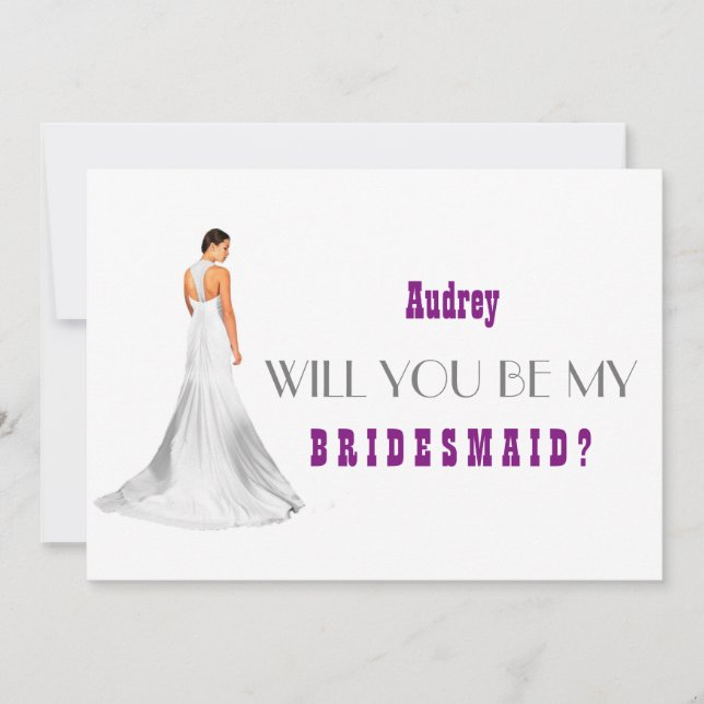 Lila Abstrakt blir du min Bridesmaid? Inbjudningar (Framsida)
