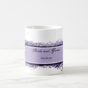 Lila Abstrakt Blommigt Bröllop Kaffemugg