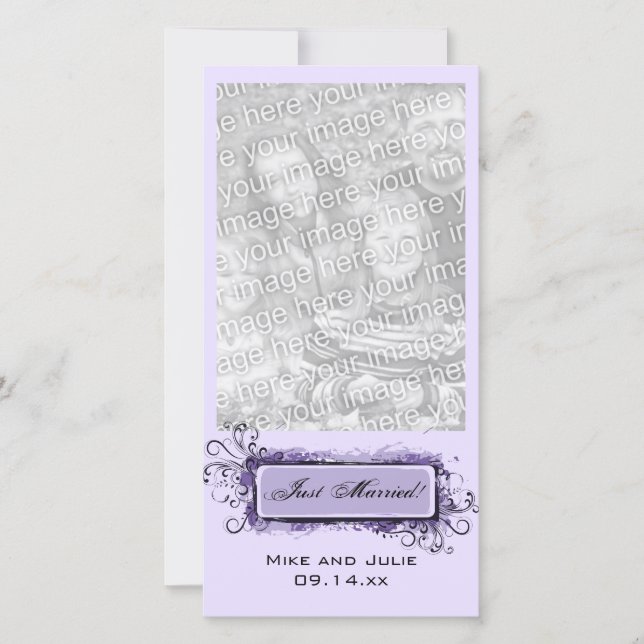 Lila Abstrakt Blommigt Ny gifta Meddelande (Framsida)