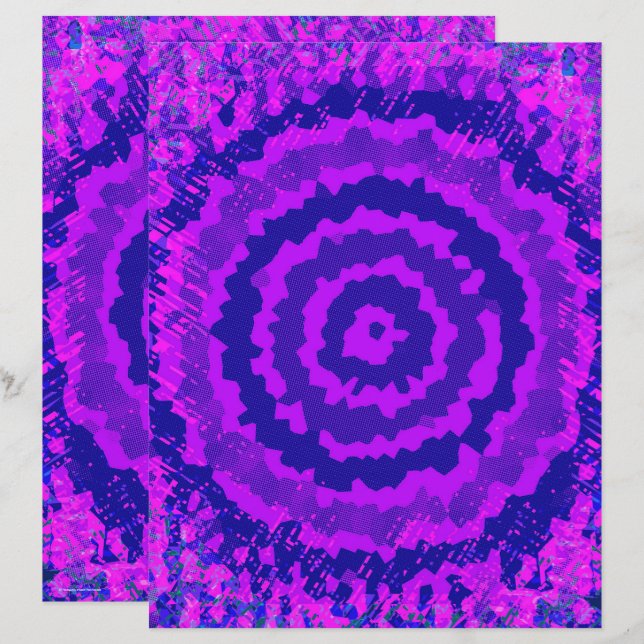 Lila abstrakt blommönstrat scrapbookpapper 2-sidig (Fram/baksida)